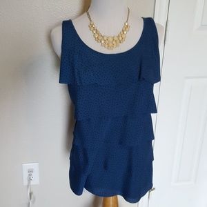 *SALE* 3/$10 Ann Taylor Loft Blue Tiered Tank Sz L